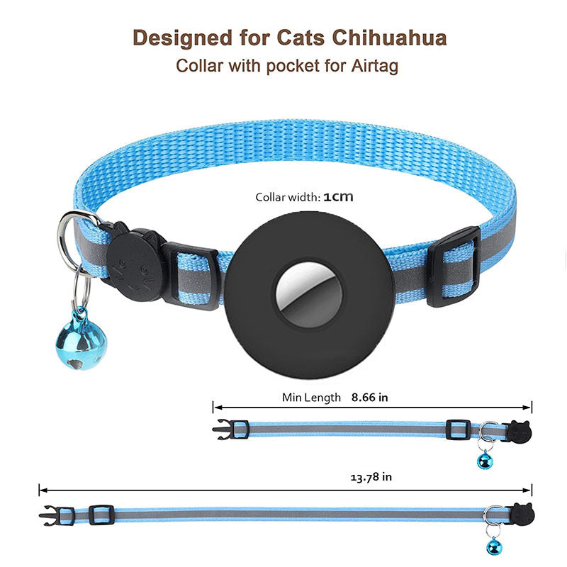 Collier Airtag pour animaux de compagnie avec clochette réfléchissante réglable anti-perte pour chat et chien / Airtag Pet Collar With Bell Reflective Adjustable Anti-lost Cat Dog Collar